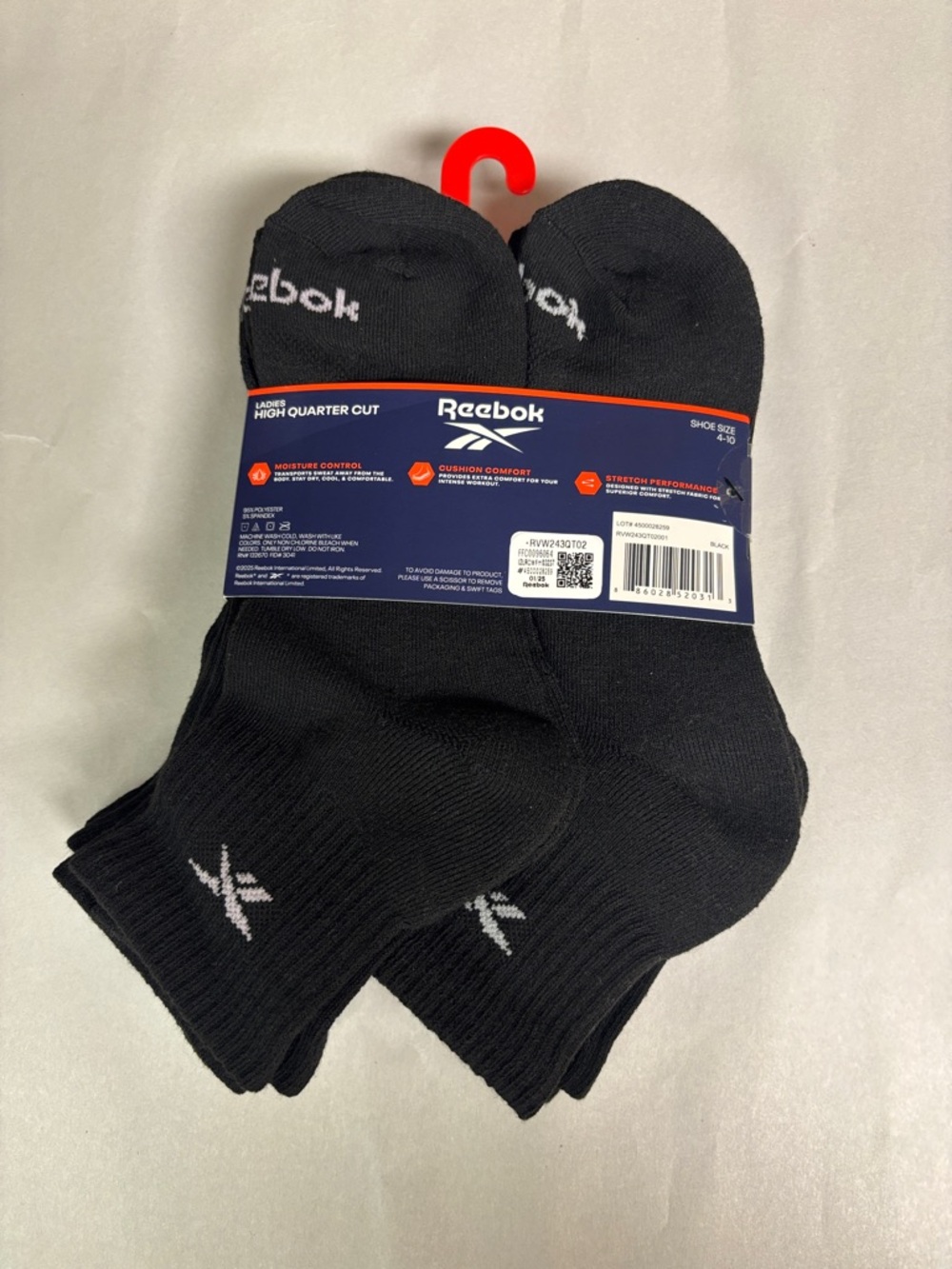 New Reebok Socks Women’s 6 Pair Black High Quarter Cut Casual Active Athletic - Picture 4 of 13